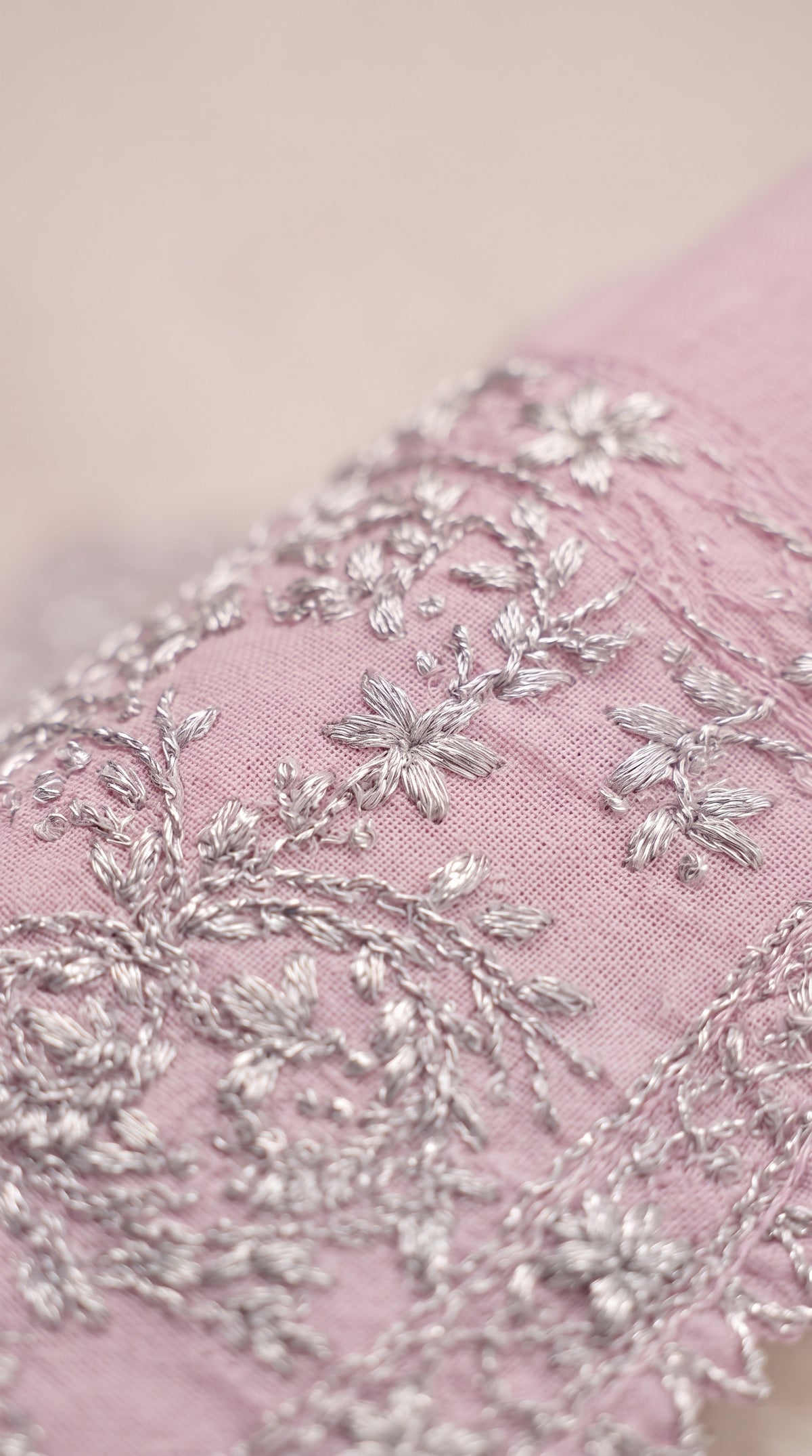Powder Pink Lawn Kalidar Suit with Silver Floral Embroidery for Women